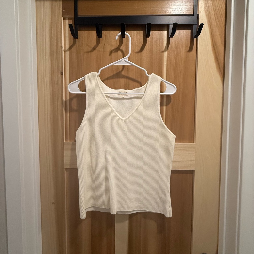 Cream Sleeveless Ribbed Top